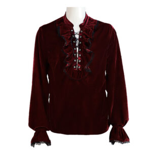 Medieval Gothic Style Loose Dress Velvet Material Vintage Long Sleeve Shirt Men