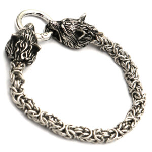 Viking Wolf Head Stainless Steel Men’s Bracelet