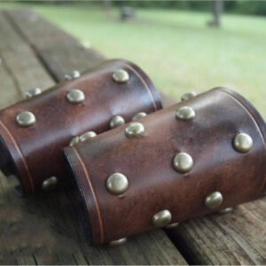 European Medieval Warrior PU Leather Rivet Wrist Brace