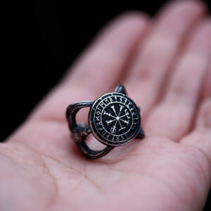 Viking Alphabet Compass Titanium Steel Ring