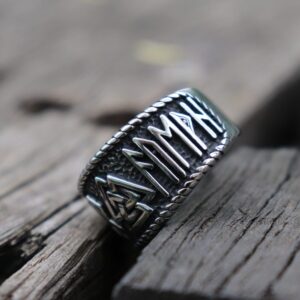 Mythical Viking Yong Odin Logo Men’s Ring Viking Rune Men’s Ring