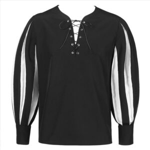 Retro Color Matching Lace Up Collar Shirt Clothing