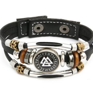 Viking Pirate Compass Pattern Leather Bracelet